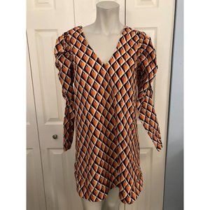 FARM Rio Geometric Orange and Black Dress